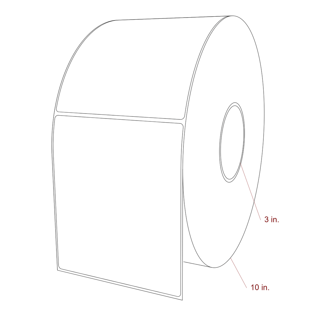5 Inch x 5.75 Inch Rectangle Inkjet Label Roll - 3 Inch Core - 10 Inch Roll OD - 3D Perspective
