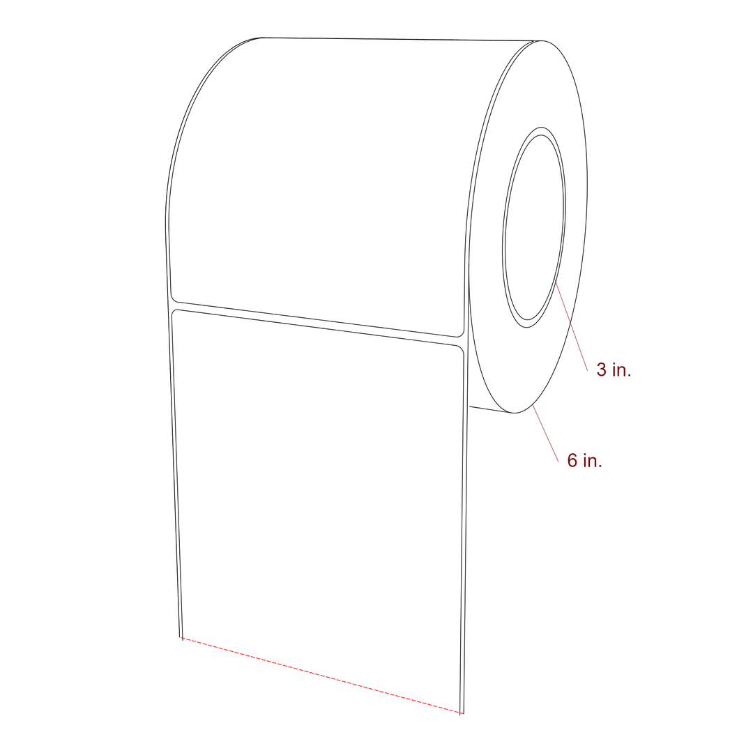 5 Inch x 5.75 Inch Rectangle Inkjet Label Roll - 3 Inch Core - 6 Inch Roll OD - 3D Perspective
