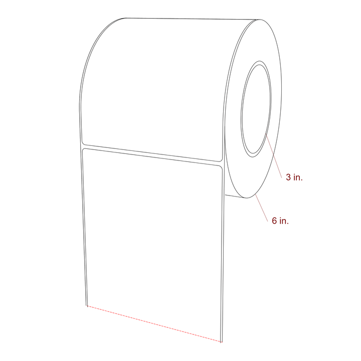 5 Inch x 5.75 Inch Rectangle Inkjet Label Roll - 3 Inch Core - 6 Inch Roll OD - 3D Perspective