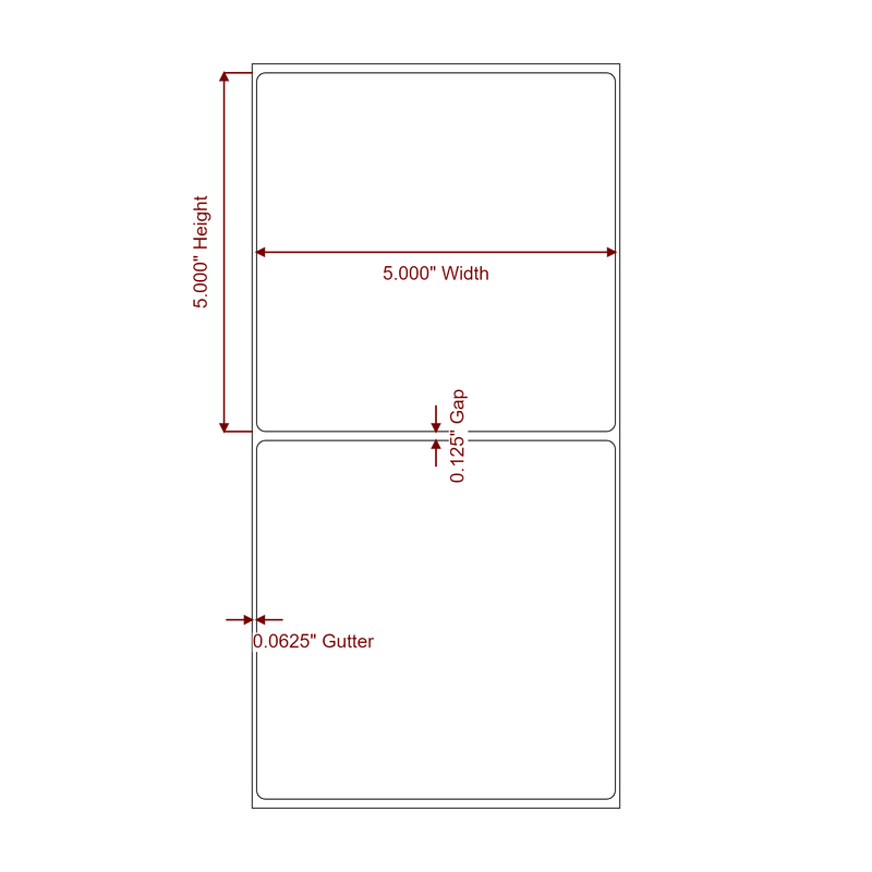 5" x 5" Inkjet Label Rolls | Fits Epson ColorWorks, VIPColor & Primera - Label Diagram