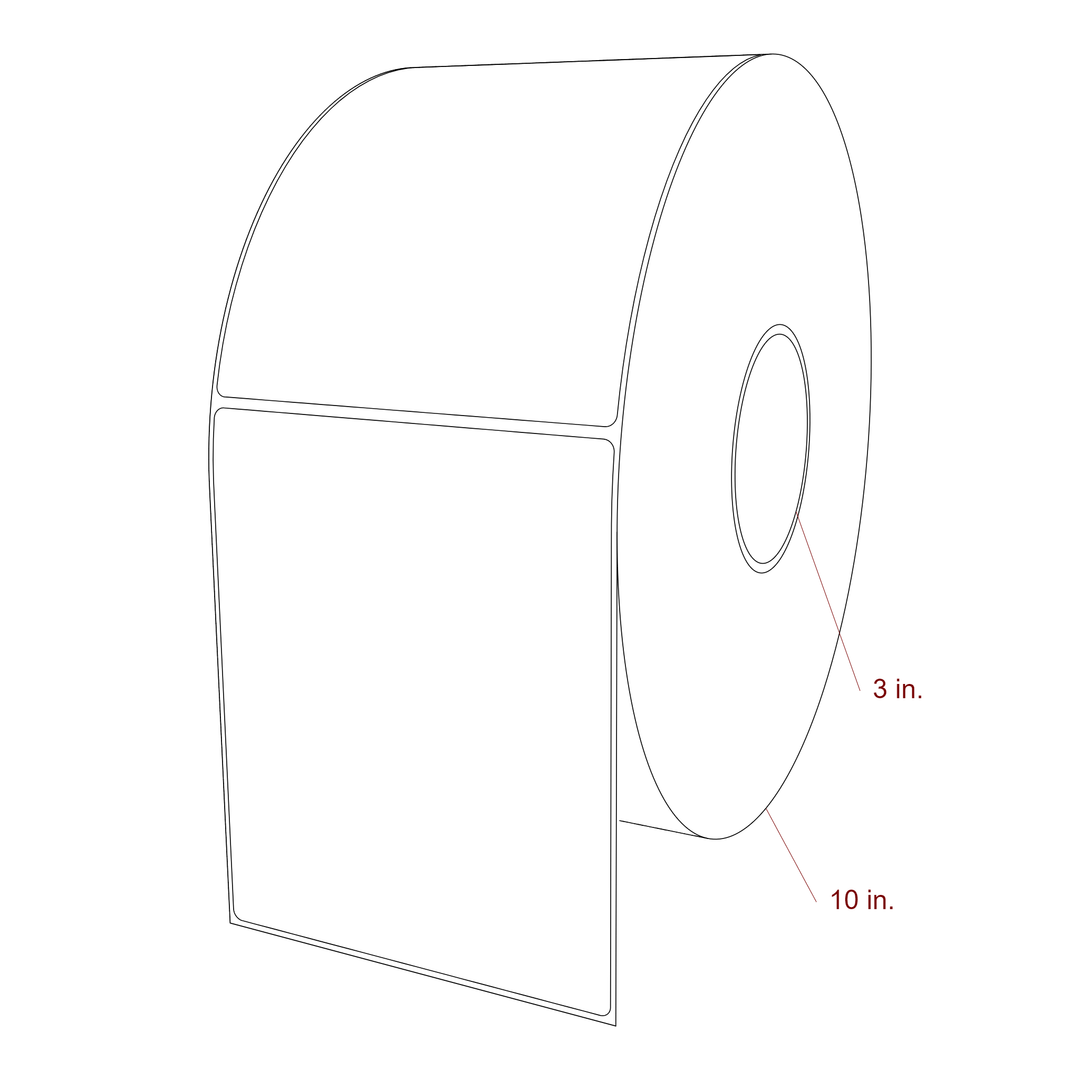 5 Inch x 6.25 Inch Rectangle Inkjet Label Roll - 3 Inch Core - 10 Inch Roll OD - 3D Perspective
