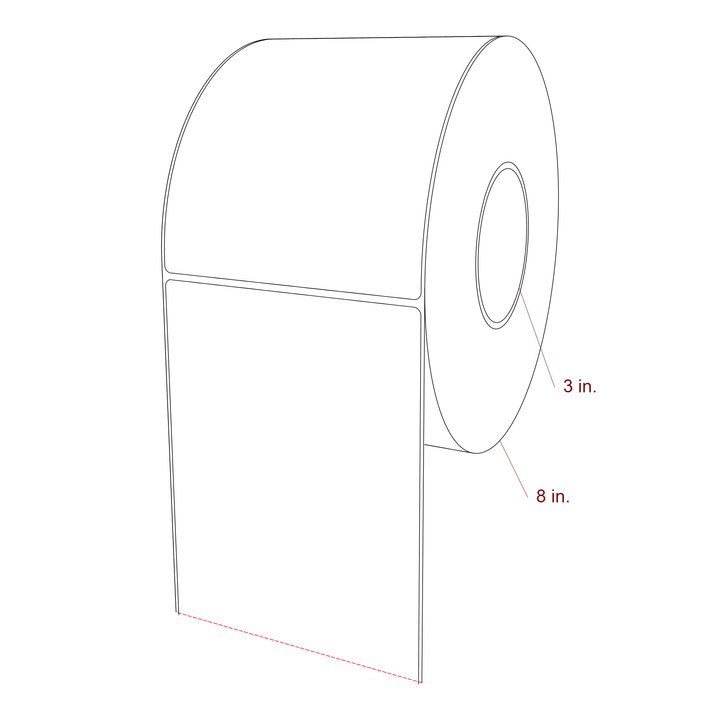 5 Inch x 6.25 Inch Rectangle Inkjet Label Roll - 3 Inch Core - 8 Inch Roll OD - 3D Perspective