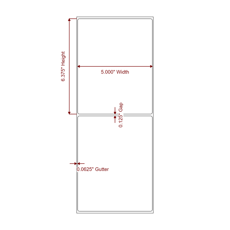 5" x 6.375" Inkjet Label Rolls | Fits Epson ColorWorks, VIPColor & Primera - Label Diagram