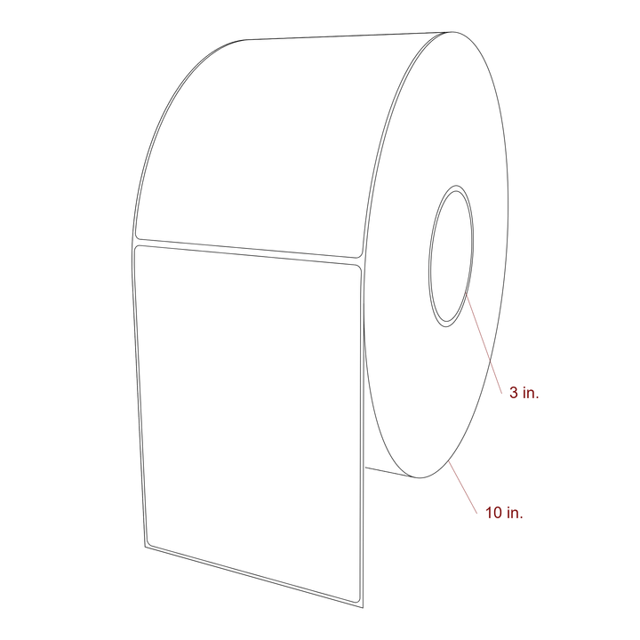 5 Inch x 6.5 Inch Rectangle Inkjet Label Roll - 3 Inch Core - 10 Inch Roll OD - 3D Perspective