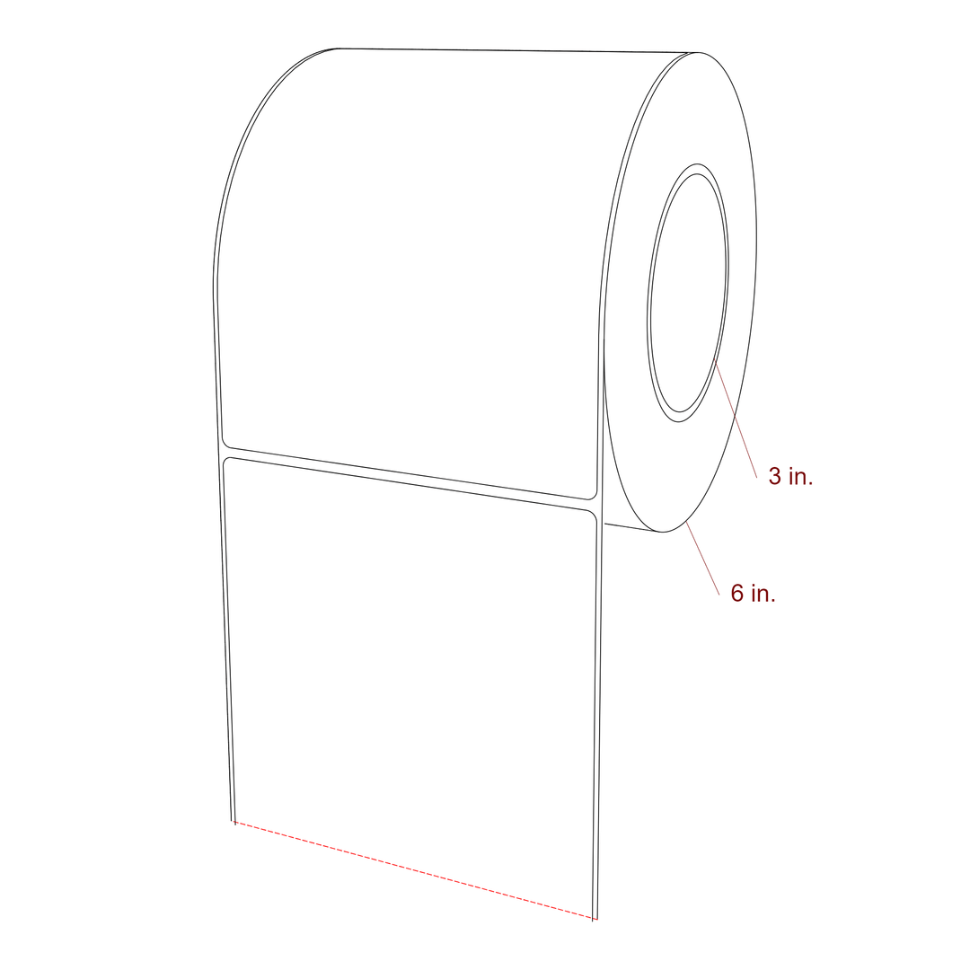 5 Inch x 6.5 Inch Rectangle Inkjet Label Roll - 3 Inch Core - 6 Inch Roll OD - 3D Perspective