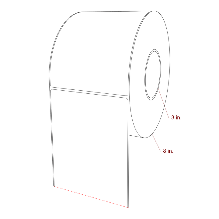 5 Inch x 6.5 Inch Rectangle Inkjet Label Roll - 3 Inch Core - 8 Inch Roll OD - 3D Perspective