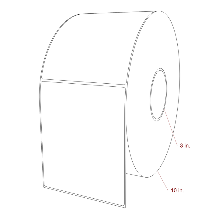 5 Inch x 6 Inch Rectangle Inkjet Label Roll - 3 Inch Core - 10 Inch Roll OD - 3D Perspective