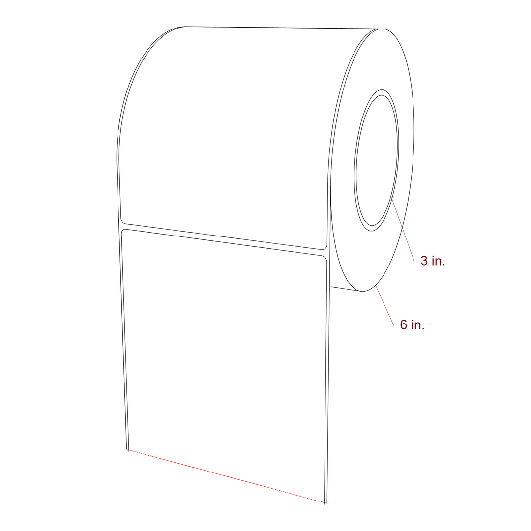 5 Inch x 6 Inch Rectangle Inkjet Label Roll - 3 Inch Core - 6 Inch Roll OD - 3D Perspective