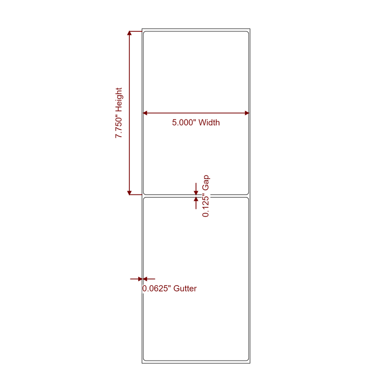 5" x 7.75" Inkjet Label Rolls | Fits Epson ColorWorks, VIPColor & Primera - Label Diagram