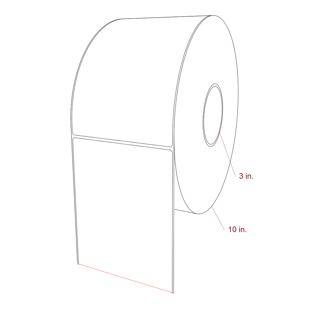 5 Inch x 7.75 Inch Rectangle Inkjet Label Roll - 3 Inch Core - 10 Inch Roll OD - 3D Perspective