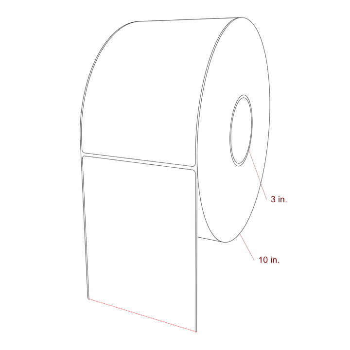 5 Inch x 7.75 Inch Rectangle Inkjet Label Roll - 3 Inch Core - 10 Inch Roll OD - 3D Perspective