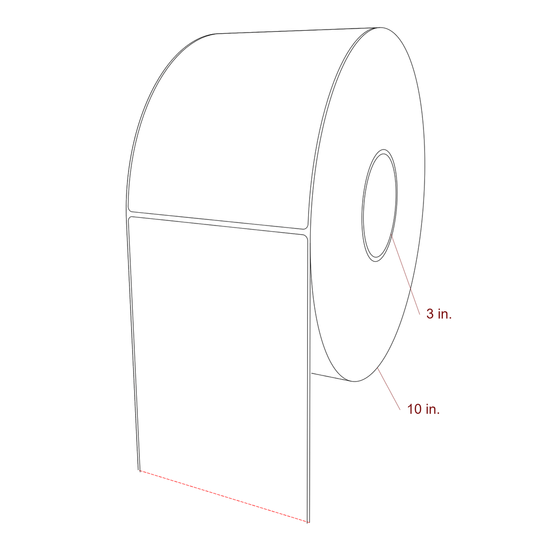 5 Inch x 7 Inch Rectangle Inkjet Label Roll - 3 Inch Core - 10 Inch Roll OD - 3D Perspective