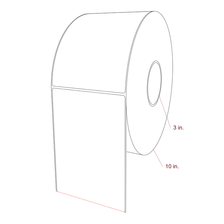 5 Inch x 7 Inch Rectangle Inkjet Label Roll - 3 Inch Core - 10 Inch Roll OD - 3D Perspective