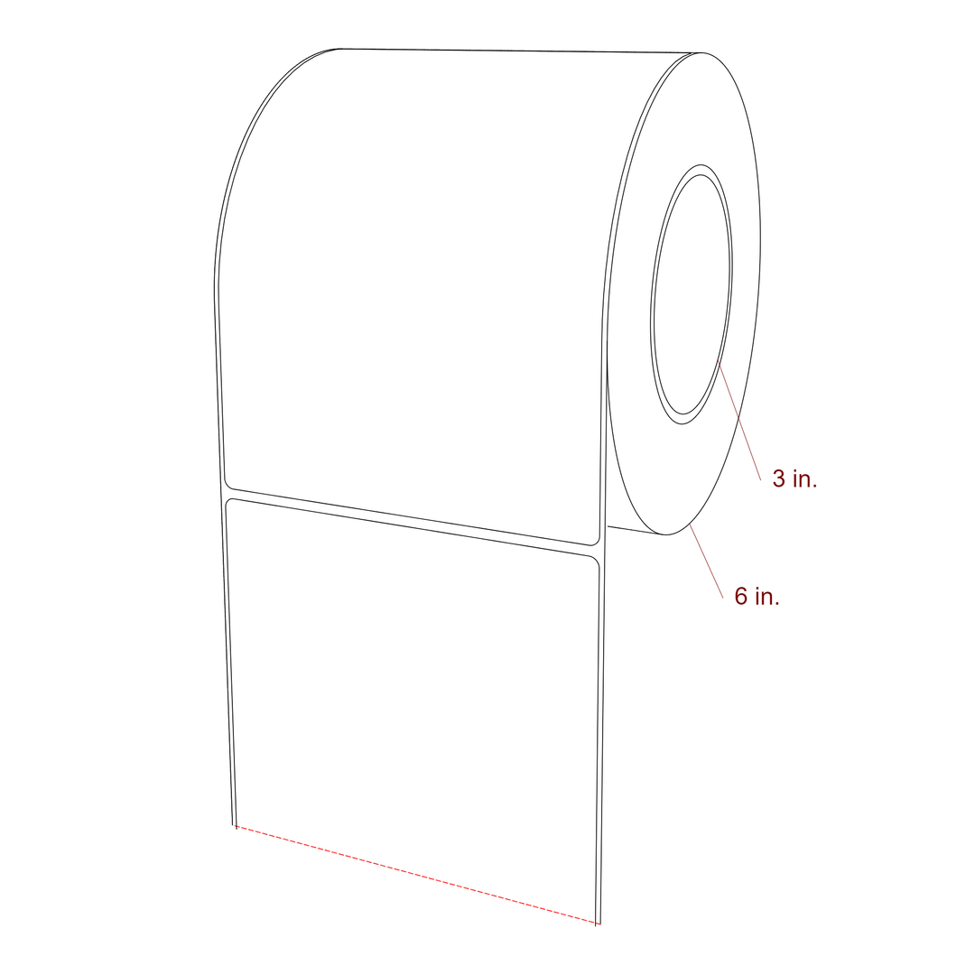 5 Inch x 7 Inch Rectangle Inkjet Label Roll - 3 Inch Core - 6 Inch Roll OD - 3D Perspective