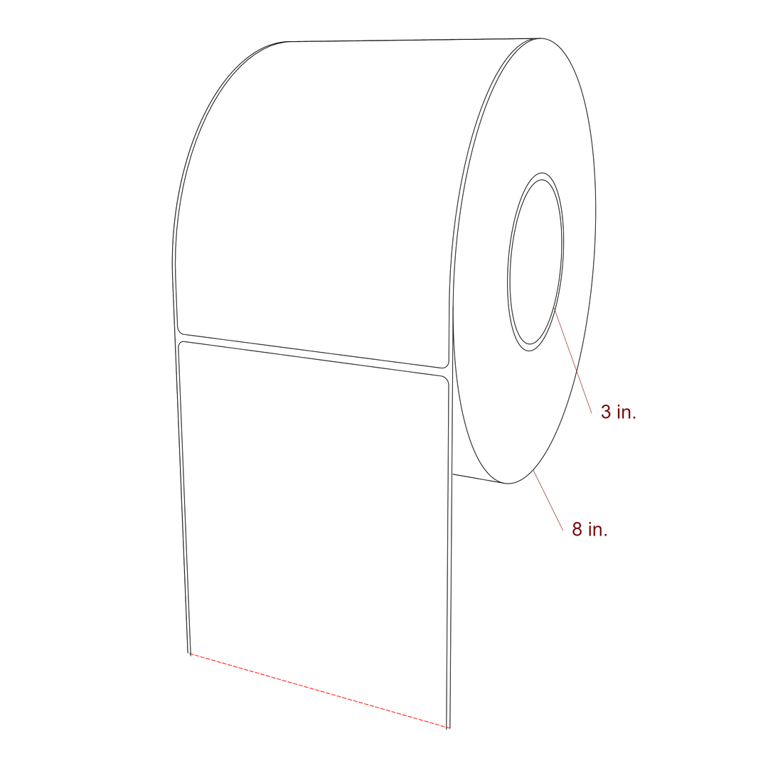 5 Inch x 7 Inch Rectangle Inkjet Label Roll - 3 Inch Core - 8 Inch Roll OD - 3D Perspective