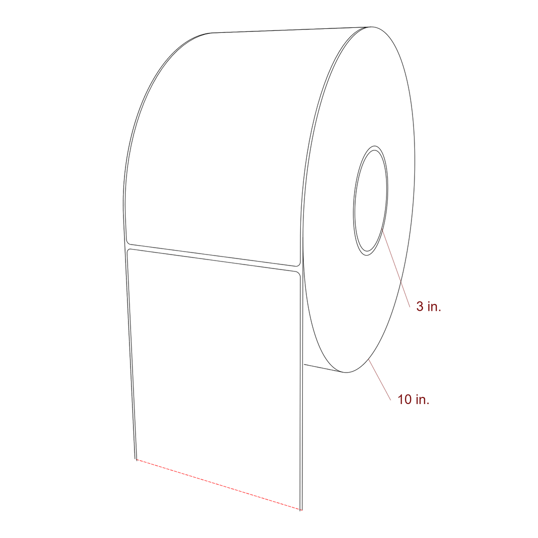 5 Inch x 8 Inch Rectangle Inkjet Label Roll - 3 Inch Core - 10 Inch Roll OD - 3D Perspective
