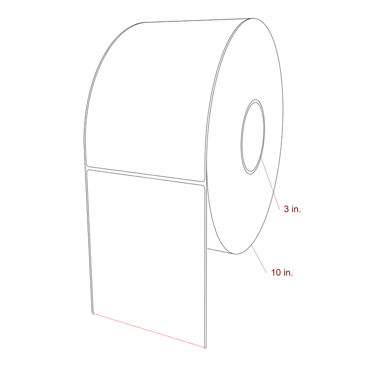 5 Inch x 8 Inch Rectangle Inkjet Label Roll - 3 Inch Core - 10 Inch Roll OD - 3D Perspective