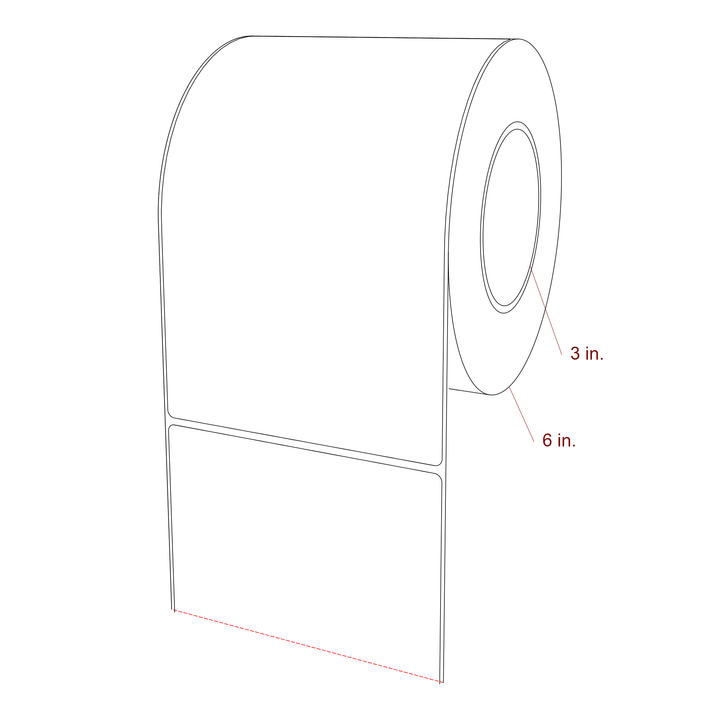 5 Inch x 8 Inch Rectangle Inkjet Label Roll - 3 Inch Core - 6 Inch Roll OD - 3D Perspective