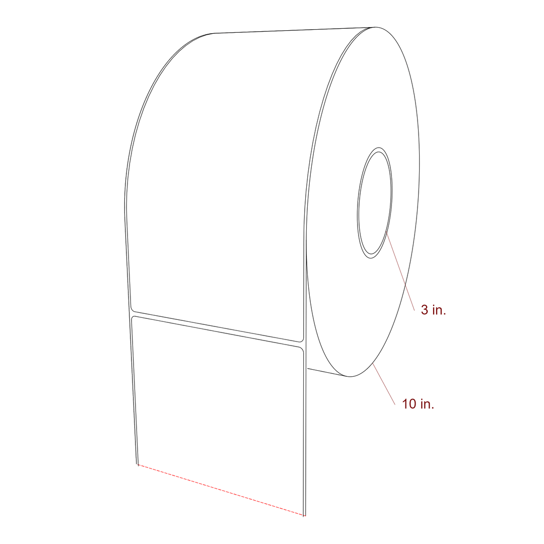 5 Inch x 9.75 Inch Rectangle Inkjet Label Roll - 3 Inch Core - 10 Inch Roll OD - 3D Perspective