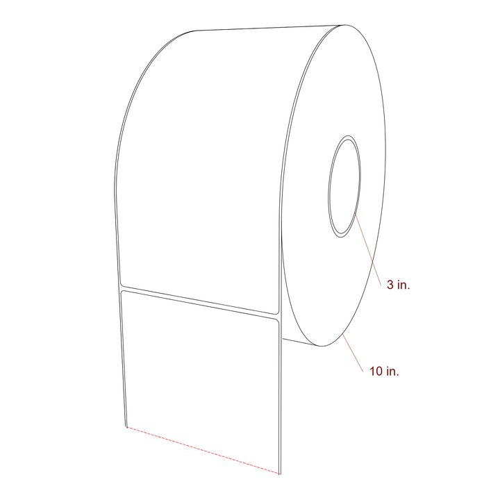 5 Inch x 9.75 Inch Rectangle Inkjet Label Roll - 3 Inch Core - 10 Inch Roll OD - 3D Perspective
