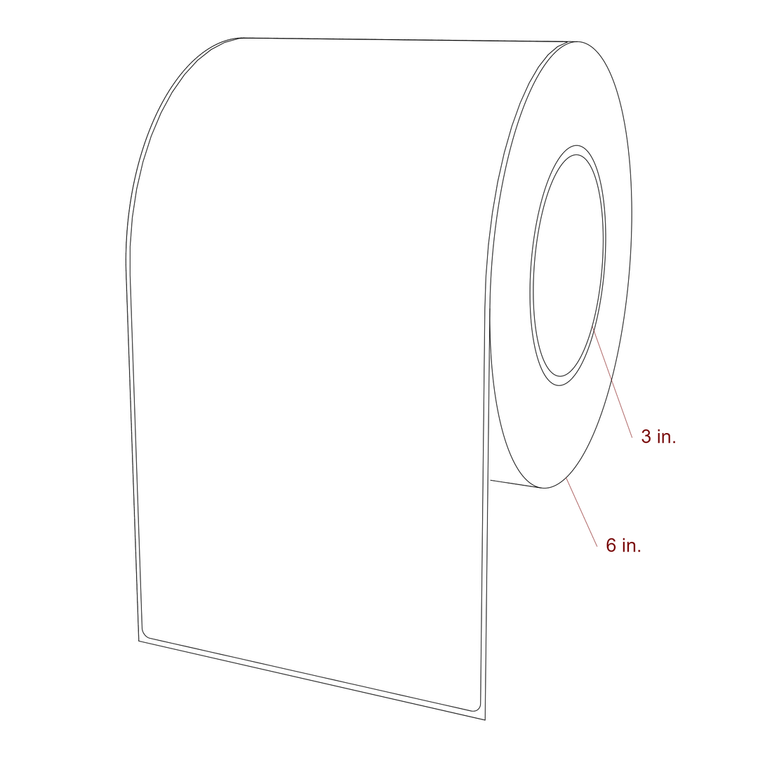 5 Inch x 9.75 Inch Rectangle Inkjet Label Roll - 3 Inch Core - 6 Inch Roll OD - 3D Perspective