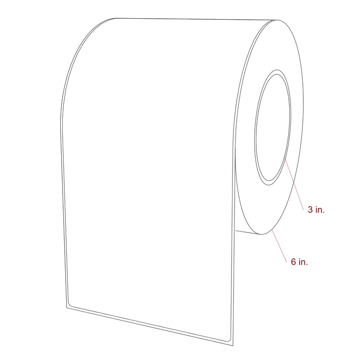 5 Inch x 9.75 Inch Rectangle Inkjet Label Roll - 3 Inch Core - 6 Inch Roll OD - 3D Perspective