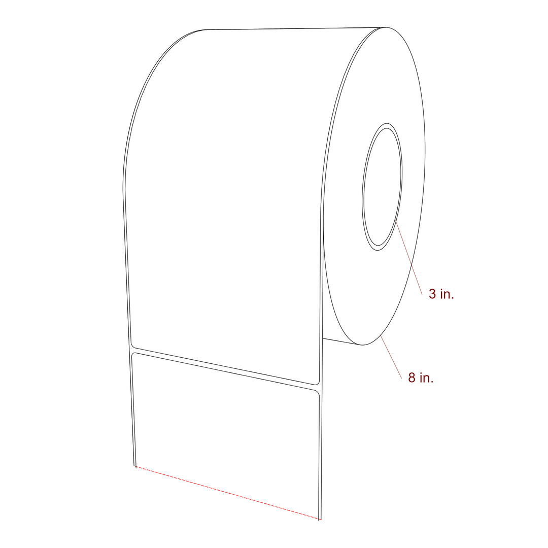5 Inch x 9.75 Inch Rectangle Inkjet Label Roll - 3 Inch Core - 8 Inch Roll OD - 3D Perspective