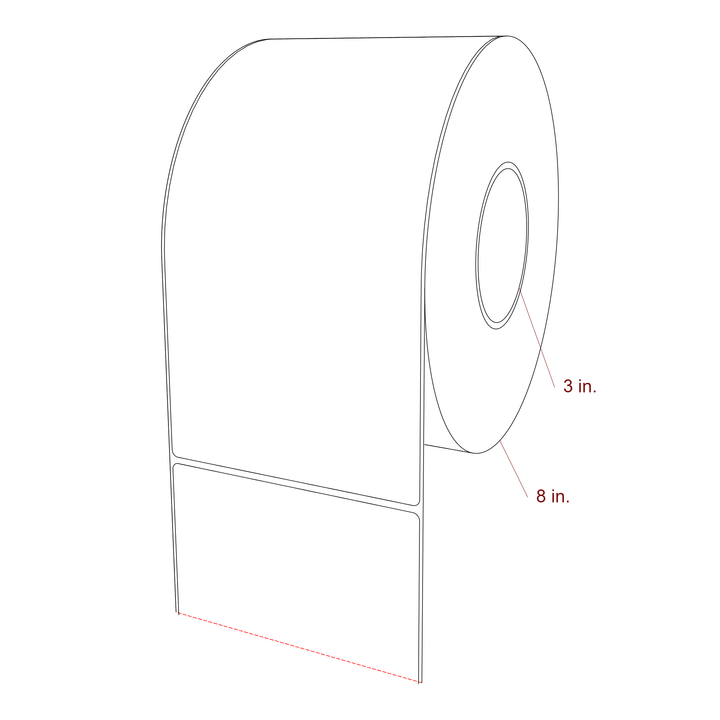 5 Inch x 9.75 Inch Rectangle Inkjet Label Roll - 3 Inch Core - 8 Inch Roll OD - 3D Perspective