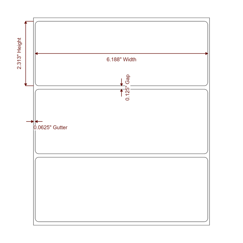 6.1875" x 2.3125" Inkjet Label Rolls | Fits Epson ColorWorks, VIPColor & Primera - Label Diagram