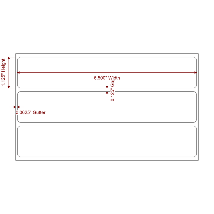 6.5" x 1.125" Rectangle Roll for Epson ColorWorks, VIPColor & Primera Printers; 6.5" x 1.125" Rectangle Label Diagram