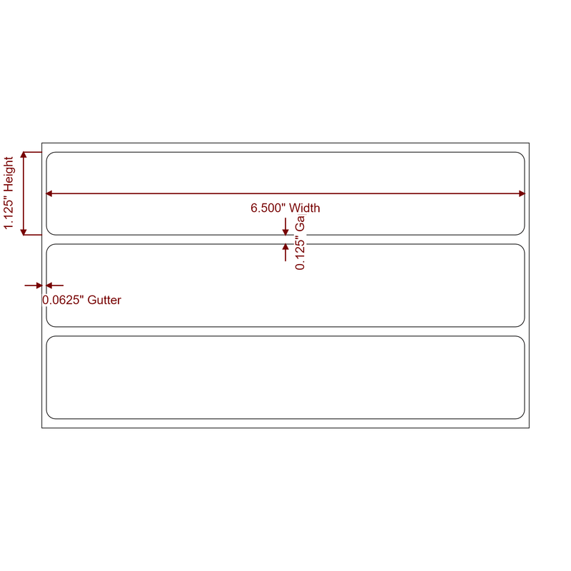 6.5" x 1.125" Inkjet Label Rolls | Fits Epson ColorWorks, VIPColor & Primera - Label Diagram