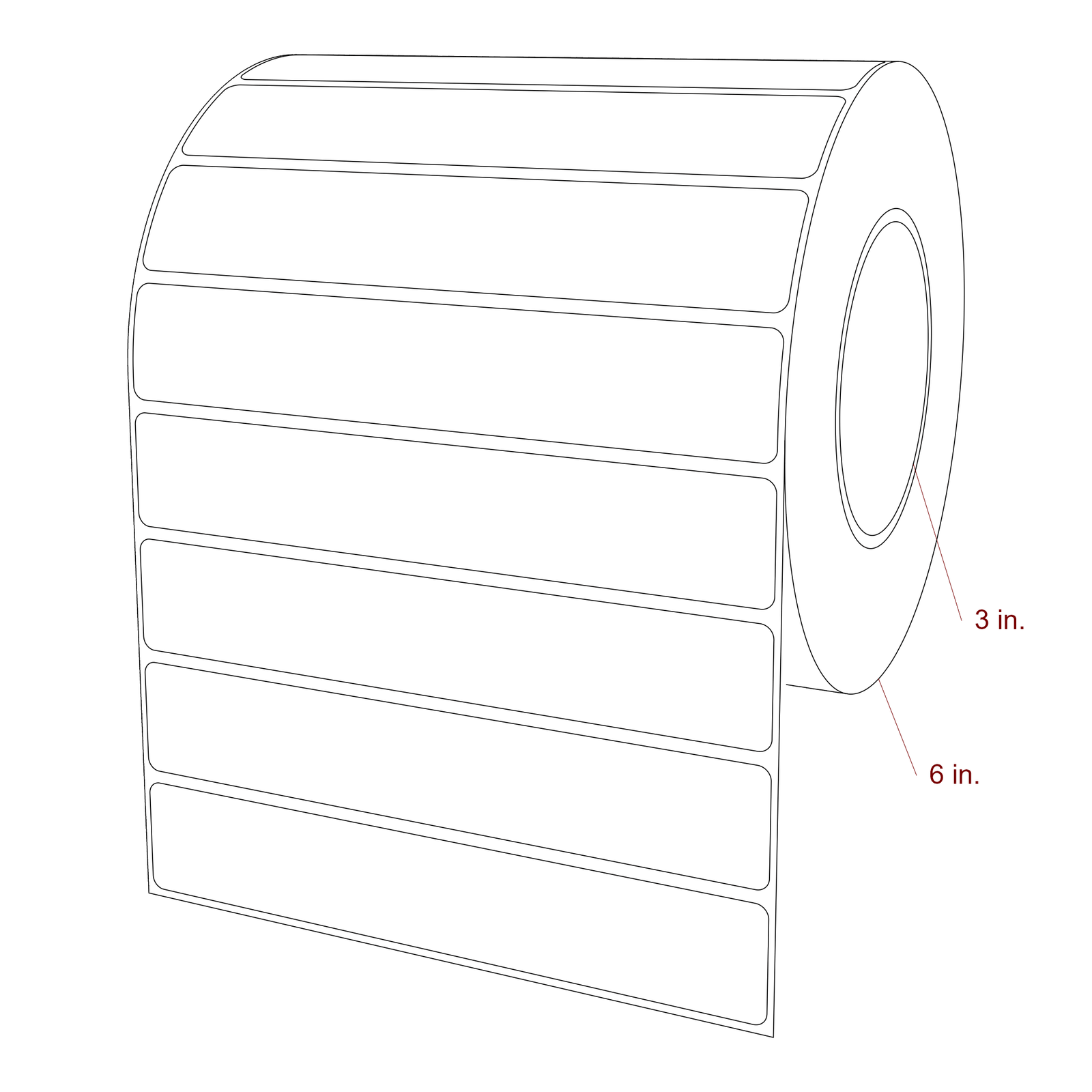 6.5" x 1.125" Rectangle Roll for Epson ColorWorks, VIPColor & Primera Printers; 6.5" x 1.125" Rectangle Label Diagram