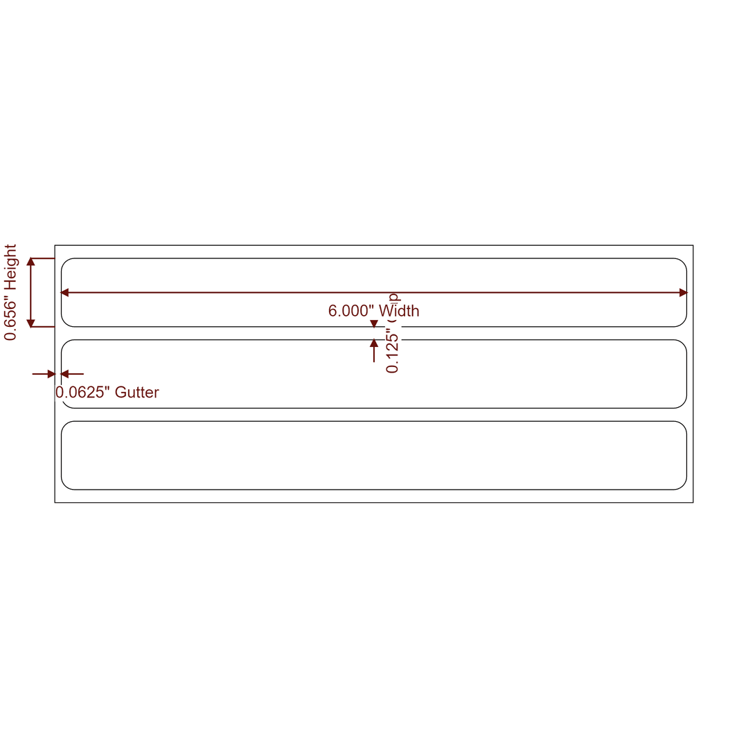 6" x 0.65625" Rectangle Roll for Epson ColorWorks, VIPColor & Primera Printers; 6" x 0.65625" Rectangle Label Diagram