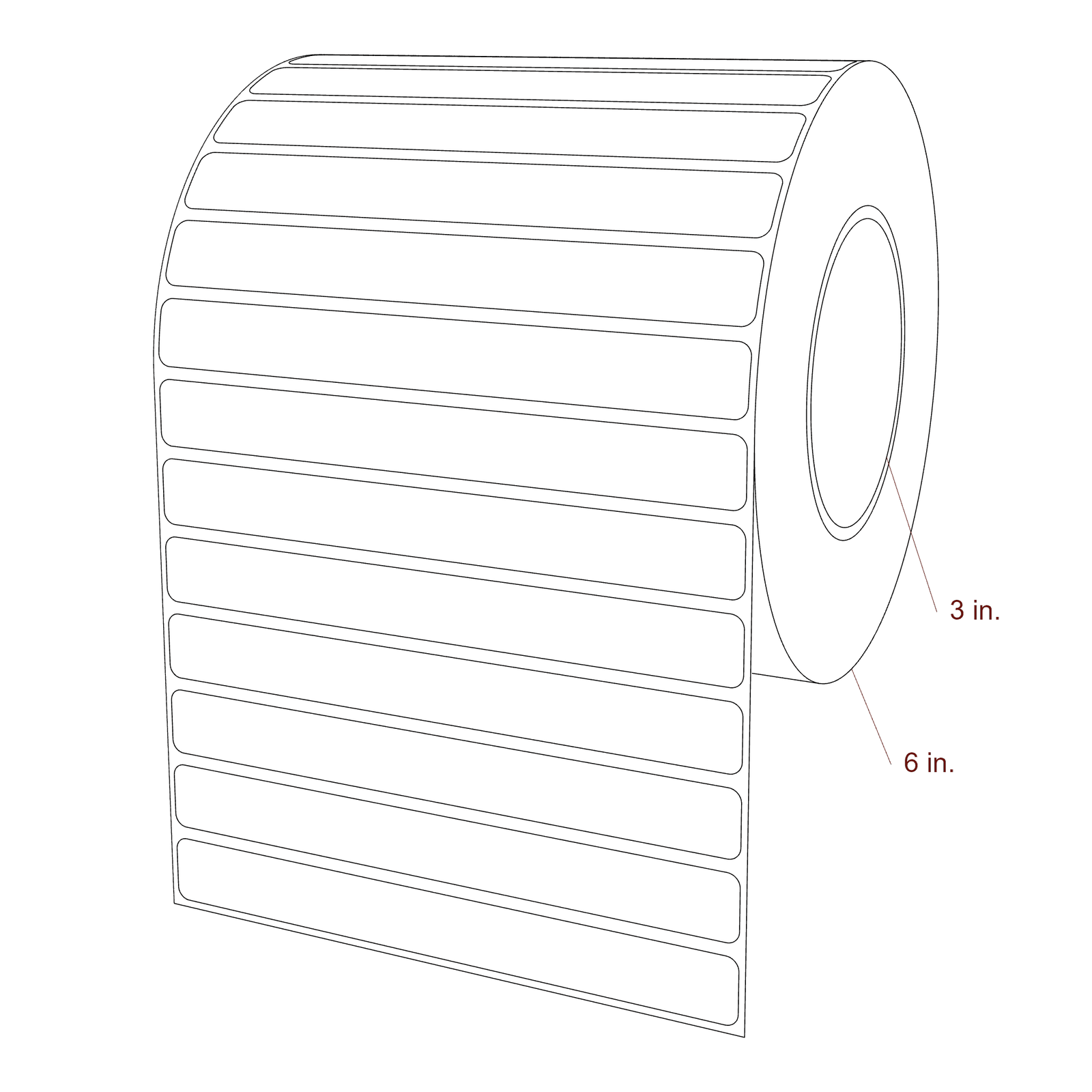 6" x 0.65625" Rectangle Roll for Epson ColorWorks, VIPColor & Primera Printers; 6" x 0.65625" Rectangle Label Diagram