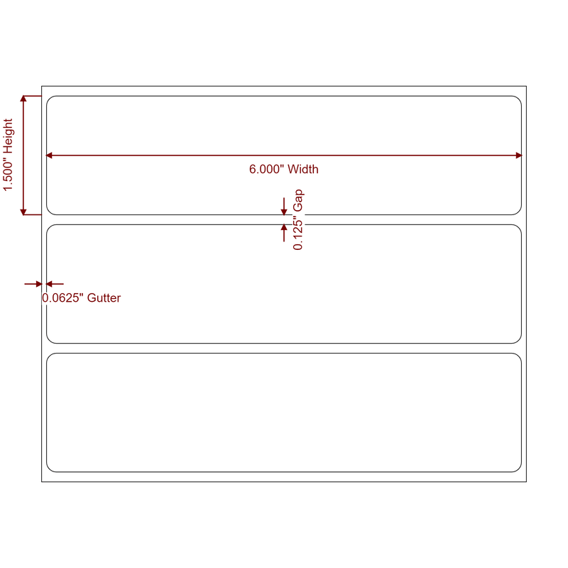 6" x 1.5" Inkjet Label Rolls | Fits Epson ColorWorks, VIPColor & Primera - Label Diagram