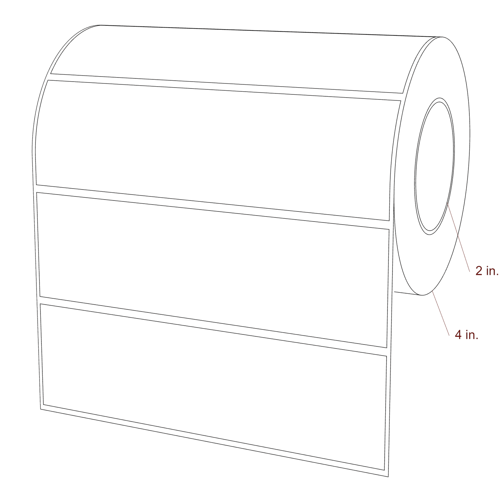 6" x 1.75" Rectangle Roll for Inkjet Printers; 6" x 1.75" Rectangle Label Diagram