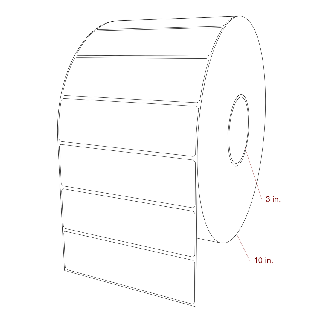 6 Inch x 1.75 Inch Rectangle Inkjet Label Roll - 3 Inch Core - 10 Inch Roll OD - 3D Perspective