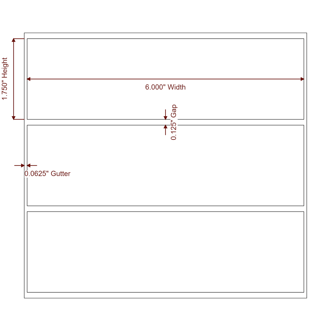 6" x 1.75" Rectangle Roll for Inkjet Printers; 6" x 1.75" Rectangle Label Diagram