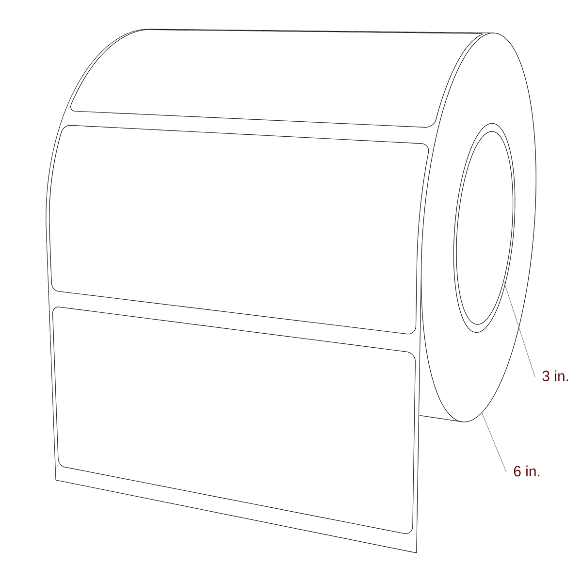 6" x 2.625" Rectangle Roll for Epson ColorWorks, VIPColor & Primera Printers; 6" x 2.625" Rectangle Label Diagram
