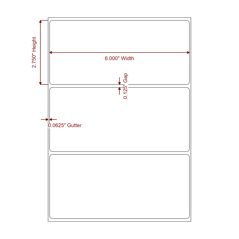 6" x 2.75" Inkjet Label Rolls | Fits Epson ColorWorks, VIPColor & Primera - Label Diagram