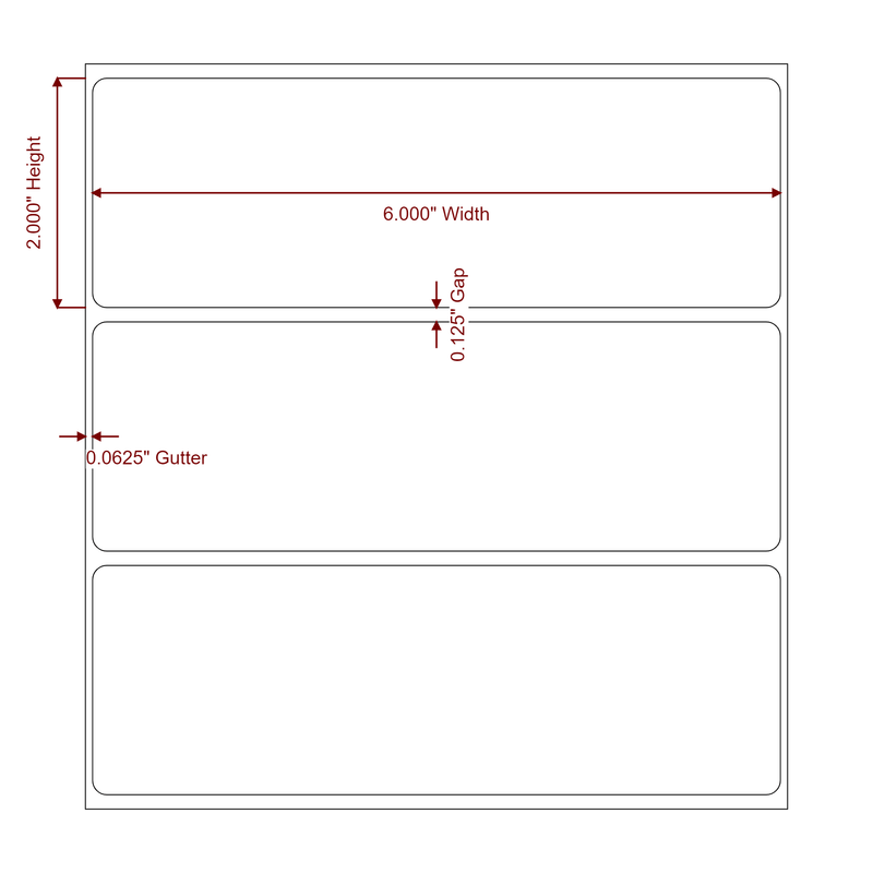 6" x 2" Inkjet Label Rolls | Fits Epson ColorWorks, VIPColor & Primera - Label Diagram
