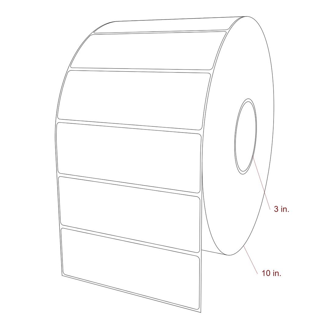 6 Inch x 2 Inch Rectangle Inkjet Label Roll - 3 Inch Core - 10 Inch Roll OD - 3D Perspective