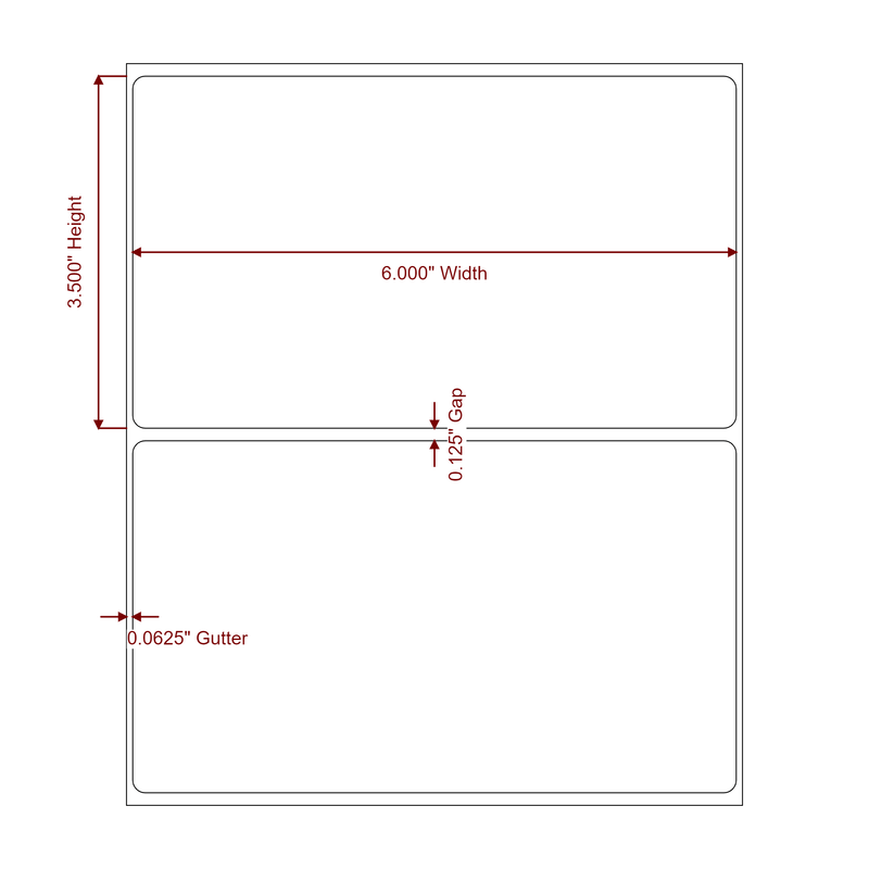 6" x 3.5" Inkjet Label Rolls | Fits Epson ColorWorks, VIPColor & Primera - Label Diagram