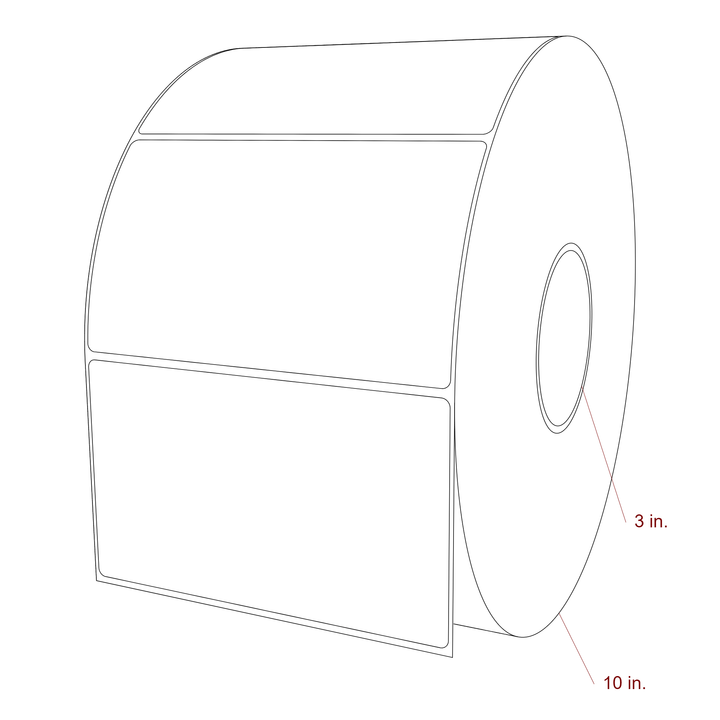 6 Inch x 3.5 Inch Rectangle Inkjet Label Roll - 3 Inch Core - 10 Inch Roll OD - 3D Perspective