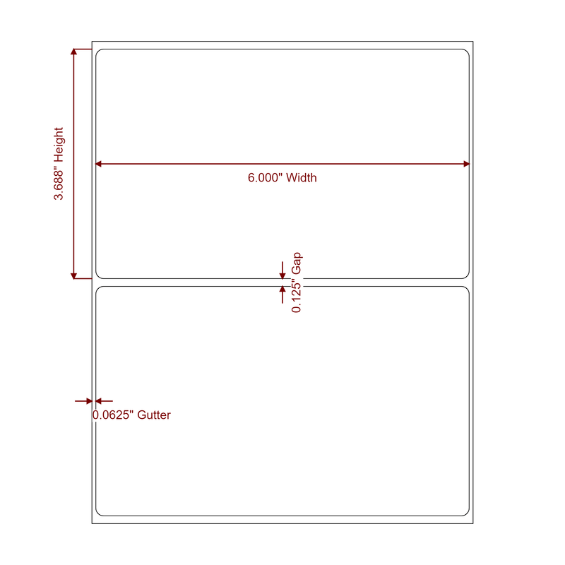 6" x 3.6875" Inkjet Label Rolls | Fits Epson ColorWorks, VIPColor & Primera - Label Diagram