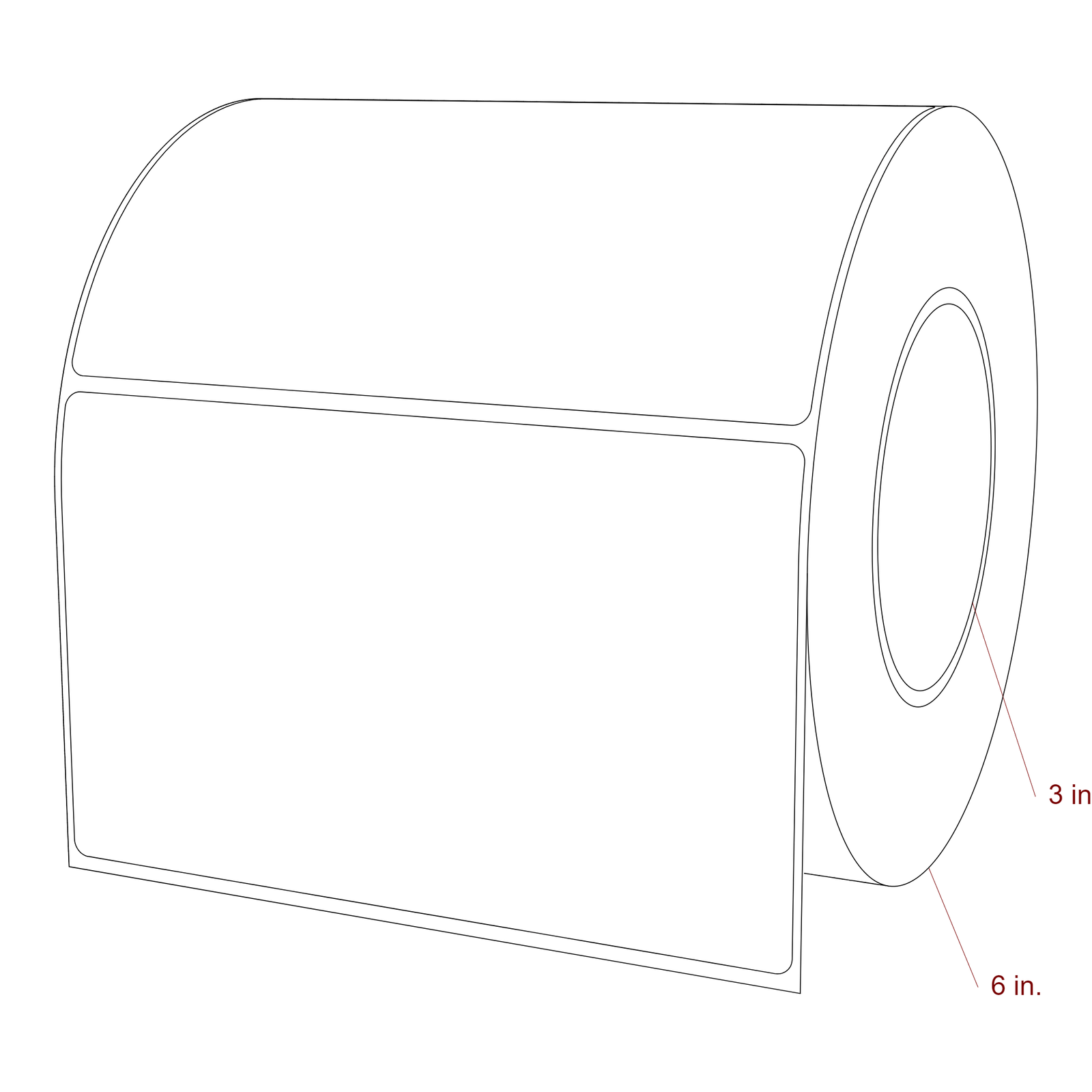 6" x 3.6875" Rectangle Roll for Epson ColorWorks, VIPColor & Primera Printers; 6" x 3.6875" Rectangle Label Diagram