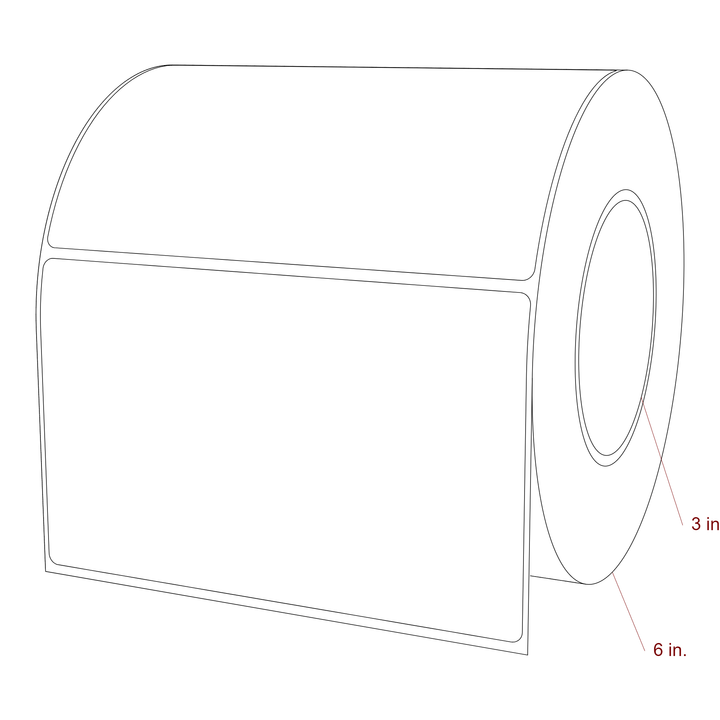 6" x 3.6875" Rectangle Roll for Epson ColorWorks, VIPColor & Primera Printers; 6" x 3.6875" Rectangle Label Diagram