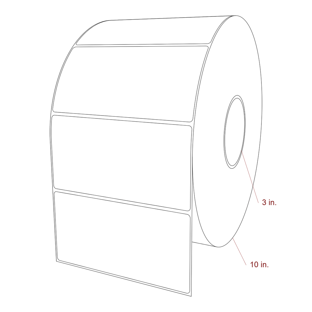 6 Inch x 3 Inch Rectangle Inkjet Label Roll - 3 Inch Core - 10 Inch Roll OD - 3D Perspective