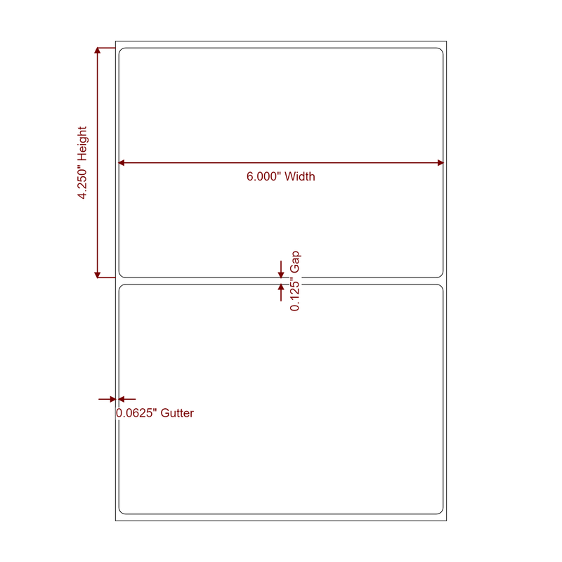 6" x 4.25" Inkjet Label Rolls | Fits Epson ColorWorks, VIPColor & Primera - Label Diagram