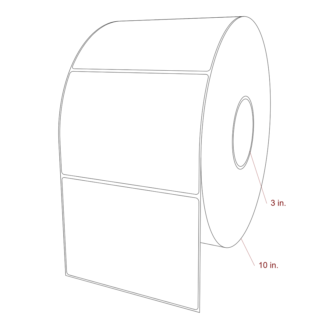 6 Inch x 4.25 Inch Rectangle Inkjet Label Roll - 3 Inch Core - 10 Inch Roll OD - 3D Perspective
